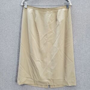 Lands' End Women Skirt 12 Beige‎ Wool Blend Midi Pencil Vintage Office Academia